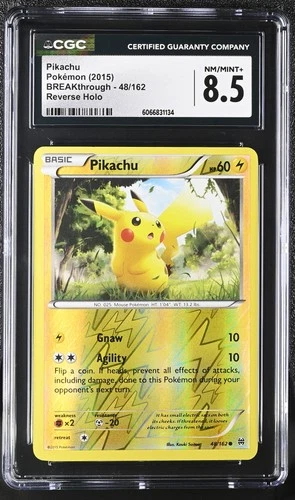 CGC 8.5 Pikachu 2015 BREAKthrough 48/162 Reverse Holo Pokemon Card