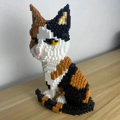 1300 Steine Niedlich Krieger Katze Baustein Spielzeug 3D Tier Cartoon Tabby Kätzchen M