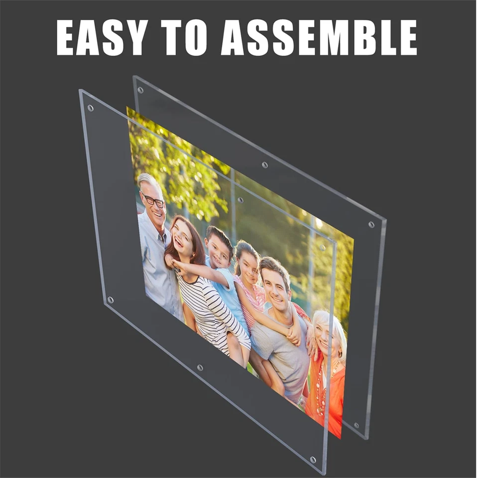 Marco de fotos de montaje en pared de acrílico transparente 16x20 autoadhesivo, sin orificios de perforación Fl... Foto 4 de 4