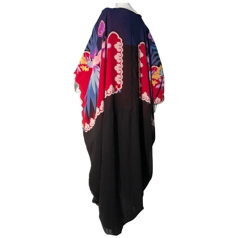 De Colección Muy Vollbracht Cocoon Kimono Doble Gasa Artístico Deco Pájaros Años 80 Talla Única Foto 3 de 4