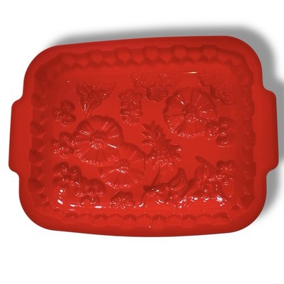 VTG Siliconezone Cake Pan Mold Upside Down Pineapple Design Rectangle Red B-4