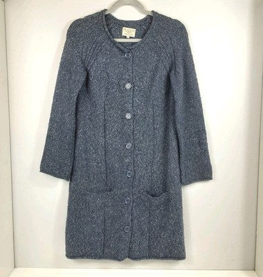 BLARNEY Ireland Long Wool Blend Fisherman Cardigan Sweater Sz M