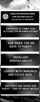 Pure 100% Himalayan Shilajit, Resin, Organic, Extremely Potent, Fulvic Acid