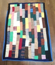 Handmade Toddler Quilt Blanket Patchwork Lap Quilt Blue Green Yellow 50"x36"