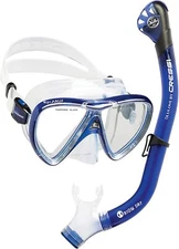 Cressi Adult Snorkeling Kit, Combo Mask & Dry Snorkel Ikarus Orion, Cobalt