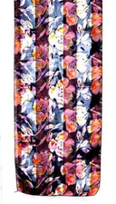 SCARF Long Black Background Pink Yellow Orange Lavender Floral SUMMER FLOWERS