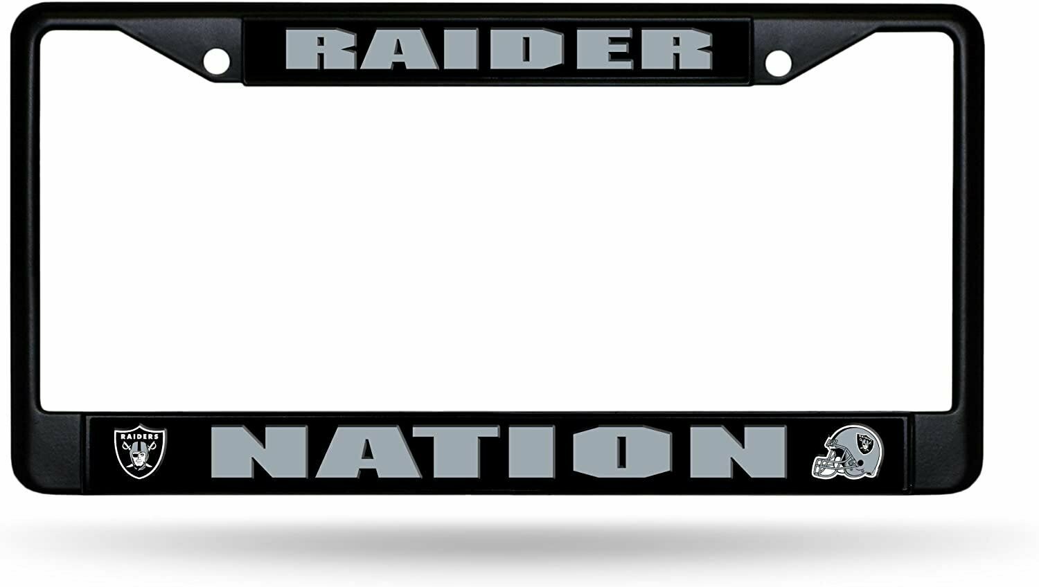 License Plate Frame RAIDER NATION NFL Official BLACK Metal Oakland Las
