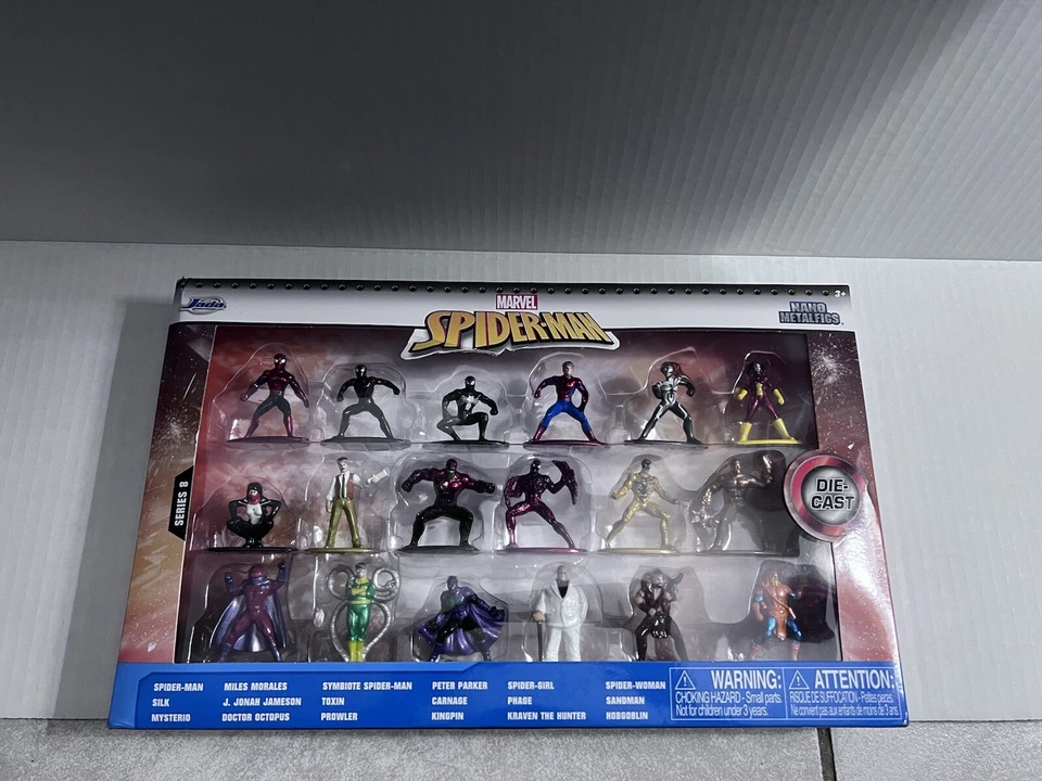 Jada Nano MetalFigs Marvel Spiderman 18 Pack Diecast Metal Figures Series 8 New - Image 3 of 4