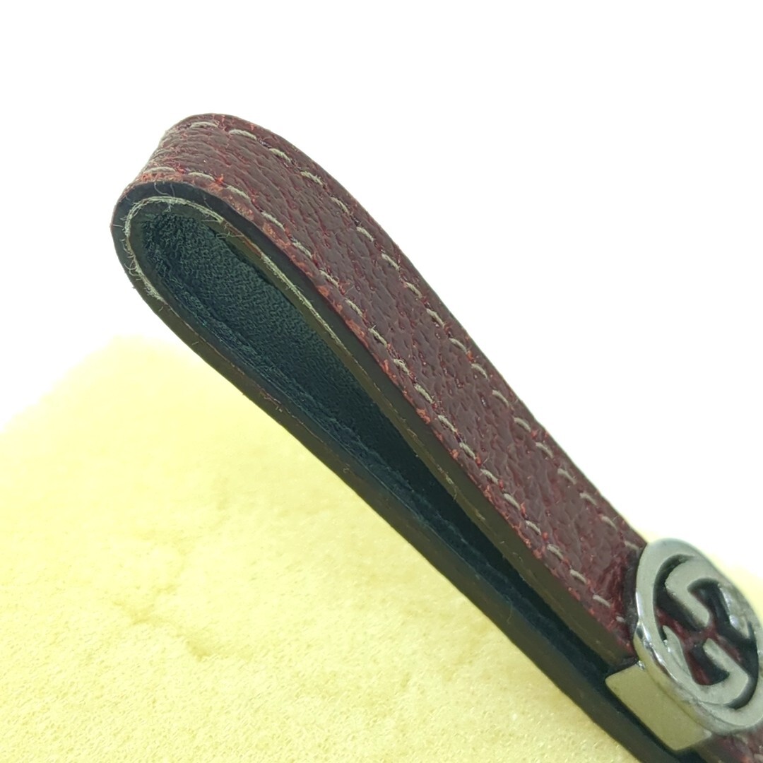 GUCCI Leather Cell Phone Strap GG Logo Reddish Brown made