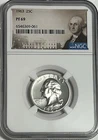 1963 NGC PF69 90% Silver Proof Washington Quarter 25c Portrait