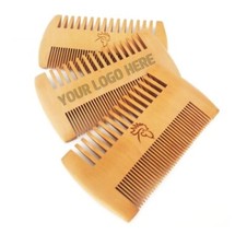 100pcs engrave logo-Peach Wood Two Sides Tooth Beard Combs Wooden barber comb