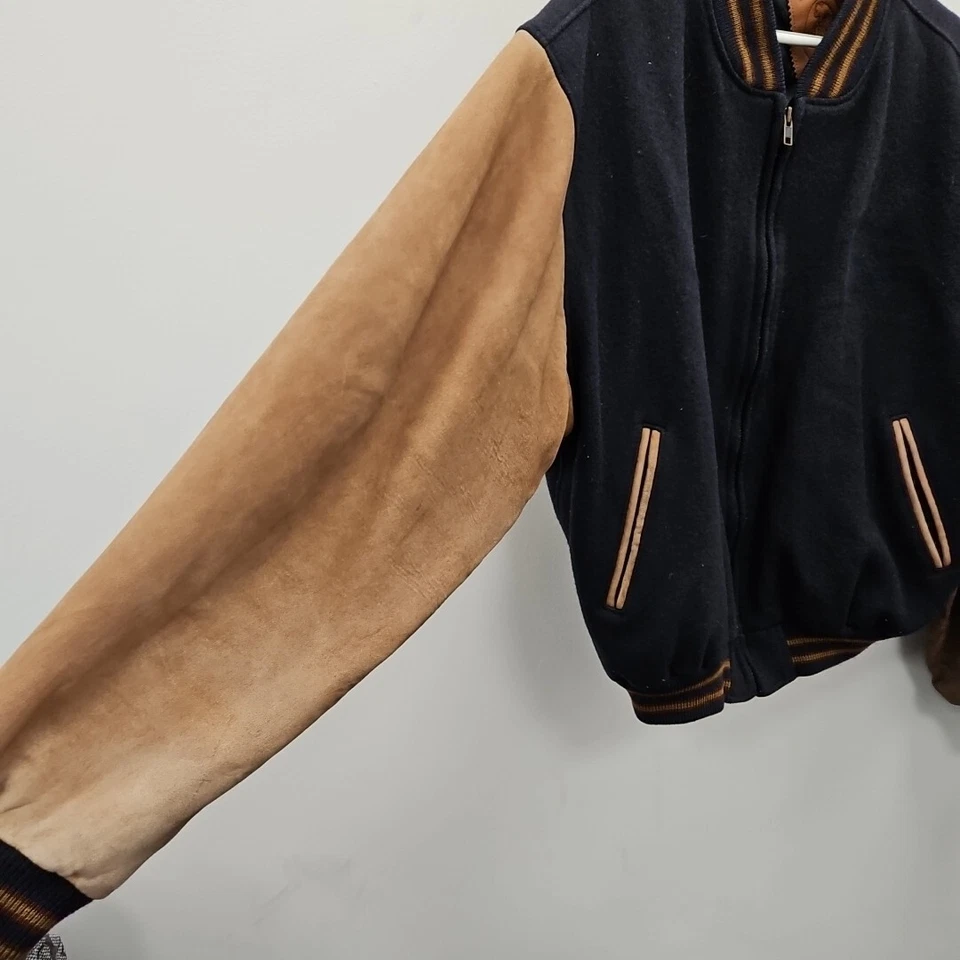 Vintage Golden Bear Wool Leather Varsity Bomber Aviator Jacket Made in USA Large - Image 3 of 4