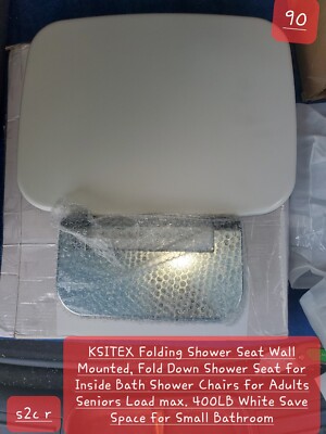 KSITEX Folding Shower Seat Wall Mounted, Fold Down Shower Seat for