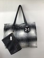 Wilson's Leather 2 In 1  Large Black Leather Reversible Tote With Wristlet $160
