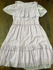 NWT LANE BRYANT Lavender Eyelet Dress, Size 14, Cold Shoulder, Ruffle, Elastic
