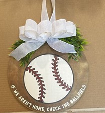 Wood door hanging  'Baseball' decor sign
