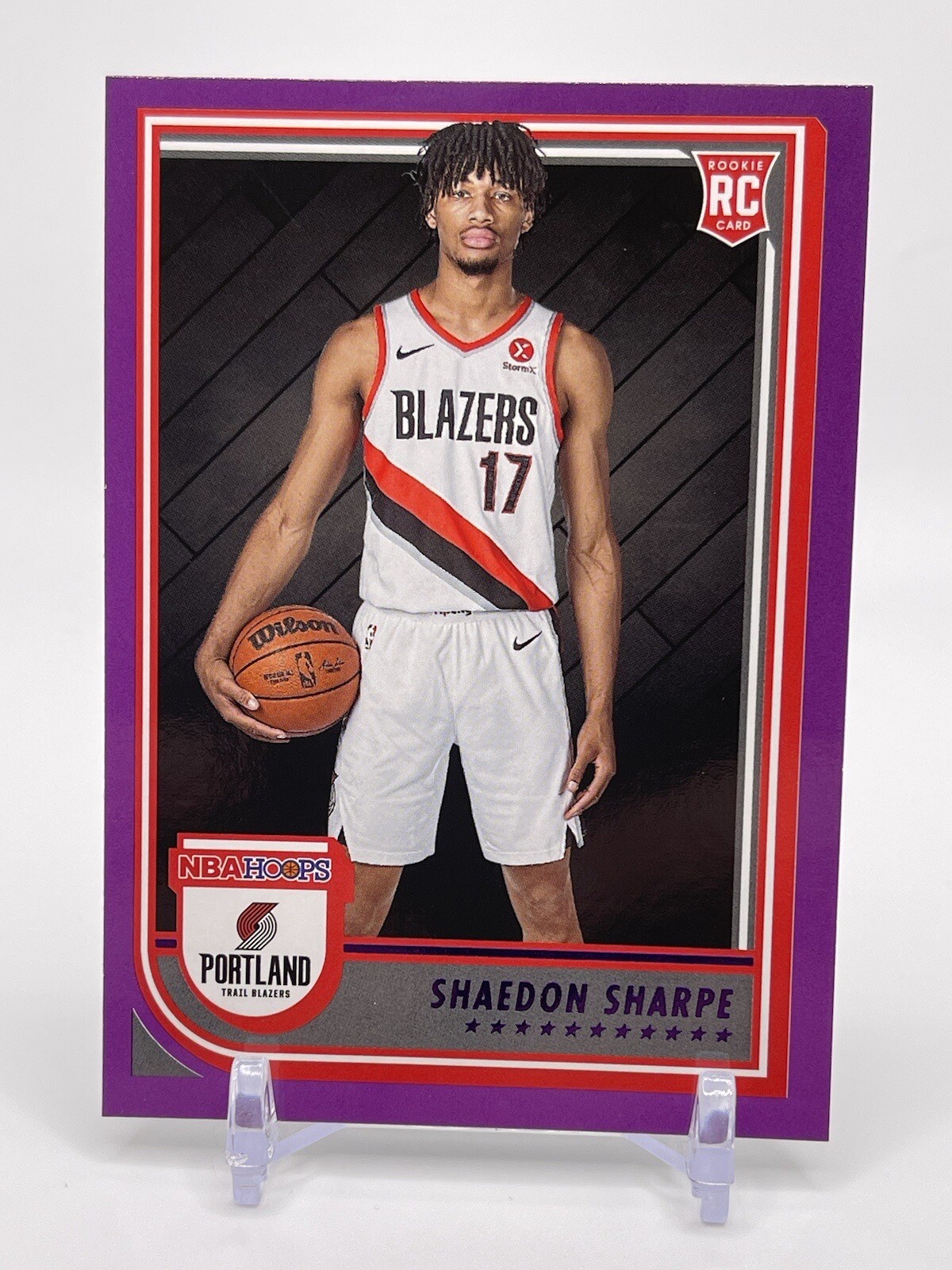 2022-23 Panini NBA Hoops Shaedon Sharpe Purple #237 Rookie Portland Trailblazers