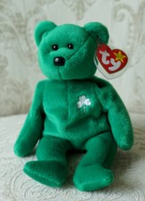 Ty Beanie Baby Erin Bear 1997 Retired Green Shamrock St. Patrick's Day, Errors 