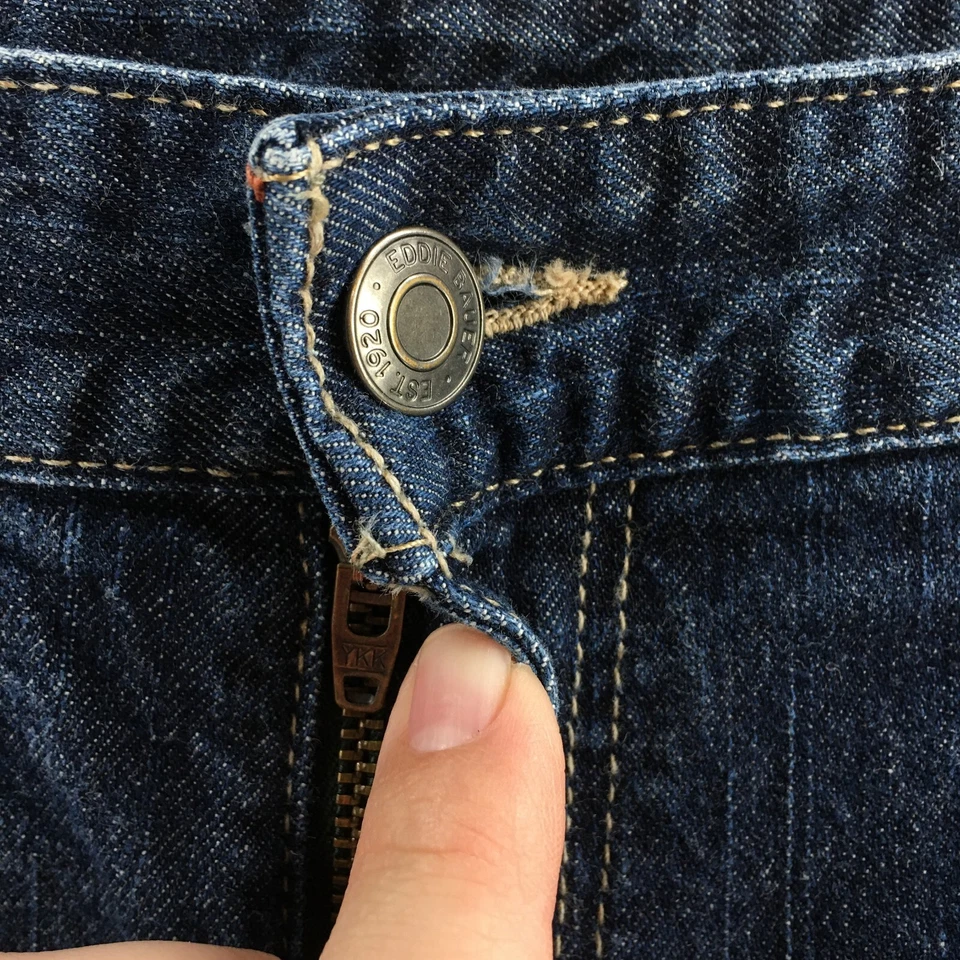 Eddie Bauer Bootcut Jeans Womens 12P (actual 34x28) Blue Denim Cotton Blend Zip - Image 4 of 4