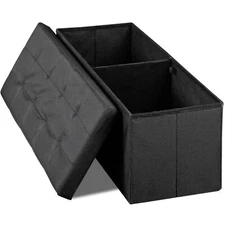 43" Durable Storage Bench Folding Footrest Stool Toy Chest for Living Room Black