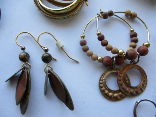VINTAGE MODERN EARRINGS JEWELRY COLLECTION LOT HOOP DANGLE CLIP ON RHINESTONE - Picture 7 of 24
