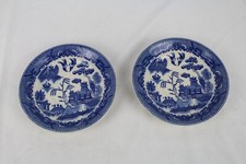 Blue  White Willow Tea Coffee Cup and 2 Saucers Made in Occupied Japan READ