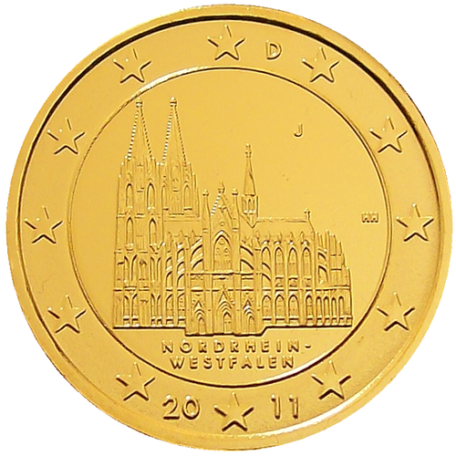 Moneda de 2 euros Alemania 2011 Carolina del Norte Colonia Dom 24 quilates chapada en oro con cápsula - Imagen 3 de 4