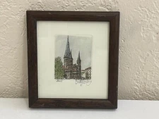 Vintage Radierung Etching Print Signed Mayer Bonn Minster Church