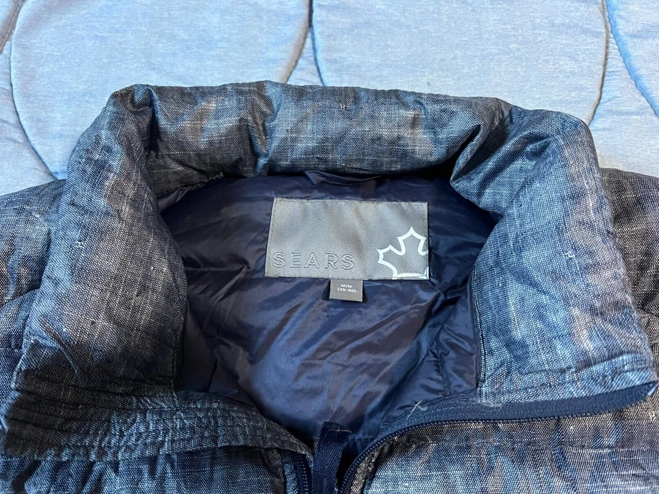 SEARS Blue Down Puffer Jacket with carry bag Ladies Medium - Image 2 of 4