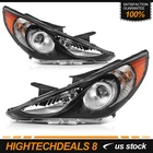 Headlights Assembly For 2011-2014 Hyundai Sonata Projector Black Housing Pair