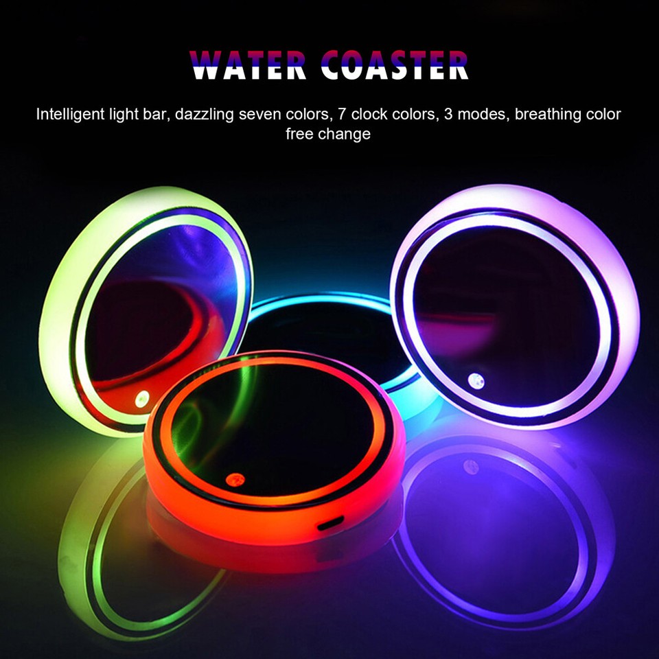 2pcs LED Car Coasterss 68mm Atmosphere Light Cup Mat For Car Interior 2pcs-led-car-coasterss-68mm-atmosphere-light-cup-mat-for-car-interior