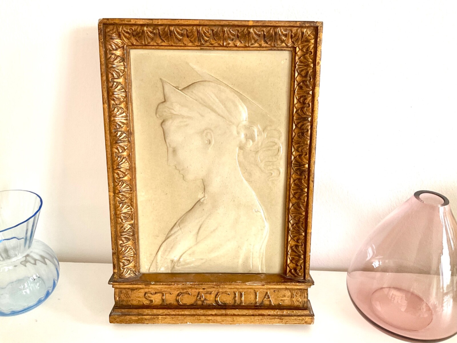 antikes Relief Heilige Cäcilia um 1880,von der Urgroßtante geerbt