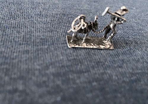 SUPER! Estate 50s-60s NOC Ster CHARM: 3D MINER Pack MULE Pick Ax /fine details!! - Picture 9 of 15