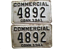 1941 CONNECTICUT LICENSE PLATE PAIR (2) VINTAGE ORIGINAL USED