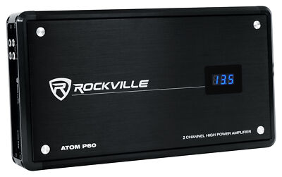 Rockville ATOM P60 4800 Watt Peak/1200w RMS 2 Channel Car/ATV Amplifier w Meter