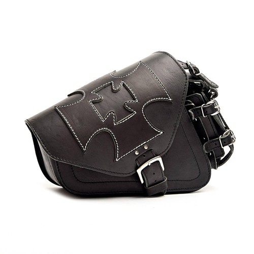 SAC SELLE SIMPLE HARLEY DAVIDSON SPORTSTER XL883 CUIR NOIR CÔTÉ GAUCHE CROIX - Photo 4 sur 7