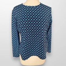 Lands End Womens Large Petite 14 / 16 Top Shirt Long Sleeve Lightweight Stretch