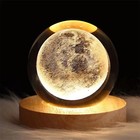 USB Night Light LED Crystal Ball Table Lamp 3D Moon Gift Decor  Home Table Lamp