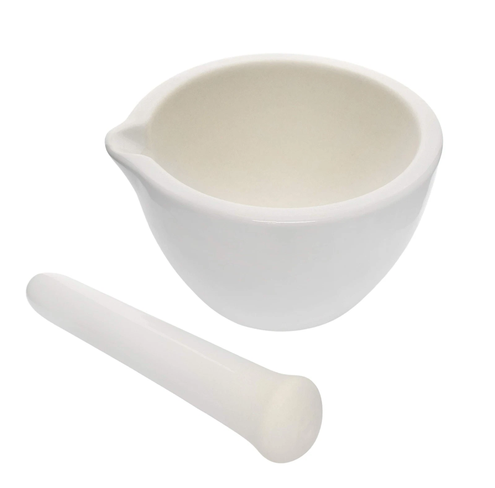 Porcelain Mortar & Pestle Set, 2oz (60ml) - Unglazed Grinding Surface - Excel...