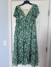 Azazie Atelier Alex Green Abstract Midi Dress     S: 14