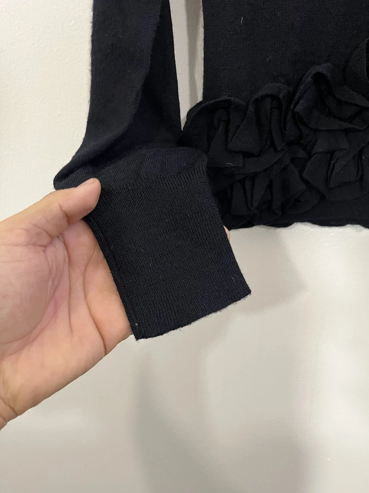 Romantic Ballet Coquette Witch Gothic Merino Wool Cardigan S Minimalist Scandi - Image 3 of 4