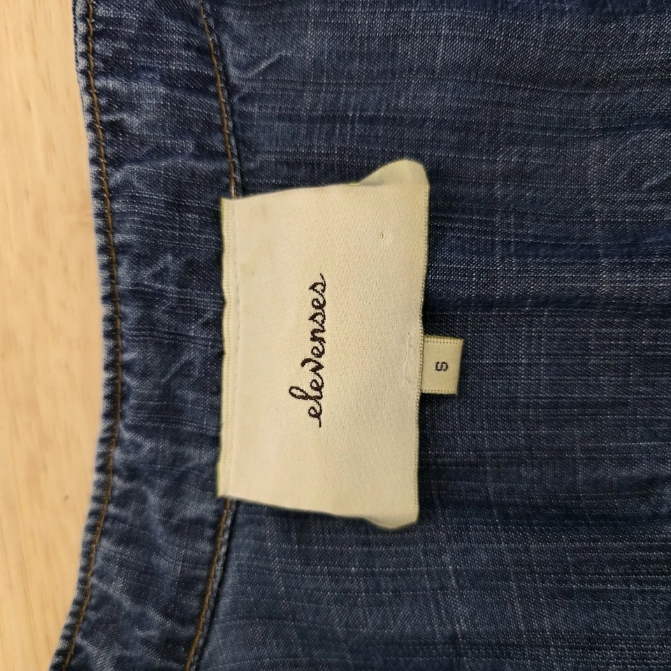 Camisa Elevenses Mujer Pequeña Azul Tencel Denim Top Manga Larga Pullover Blusa Foto 3 de 4