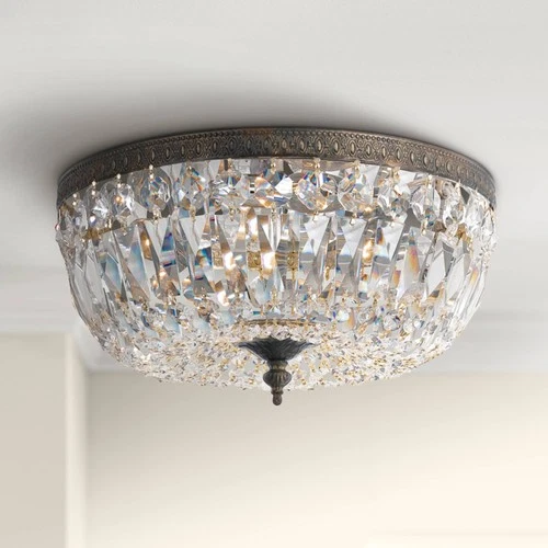 Crystorama Ceiling Mount 16" Wide Bronze Crystal 3-Light Ceiling Light - Picture 1 of 7