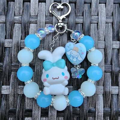 Glowing Kawaii Beaded Keychain, Bag Charm, Purse Charm, Bag Clip - Cinnamoroll