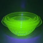 Vintage Hazel Atlas Uranium Green Depression Glass Mixing Bowls Set Of 4 Nesting