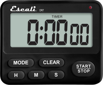 Escali Extra Loud Display Digital Kitchen Timer with Clock Mode, Recall Timer Ma