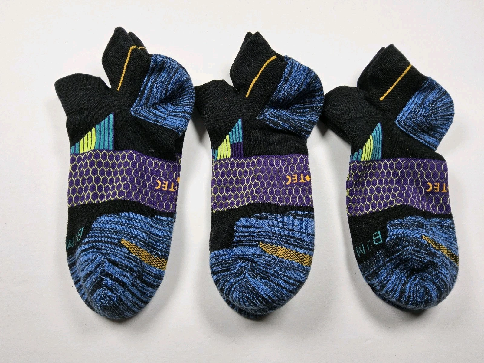 Bombas Hex-Tec Tennis Ankle Socks Lot Of 3 Pairs Size M (All Labeled Lefts)