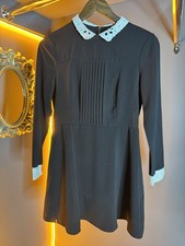 Knee Length (White Collar) Black Vintage Style Dress Size 8