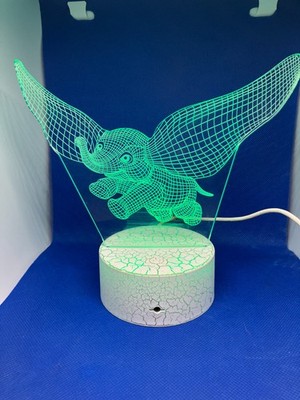 Disney Dumbo 3D Night Light Multi Color Changing Illusion Lamp For Kids Gif