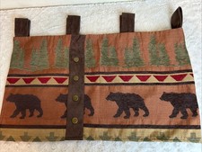 2 Curtain valances 54"x18" Forest Walk bear forest Trees Cabin Tapestry Tab Top